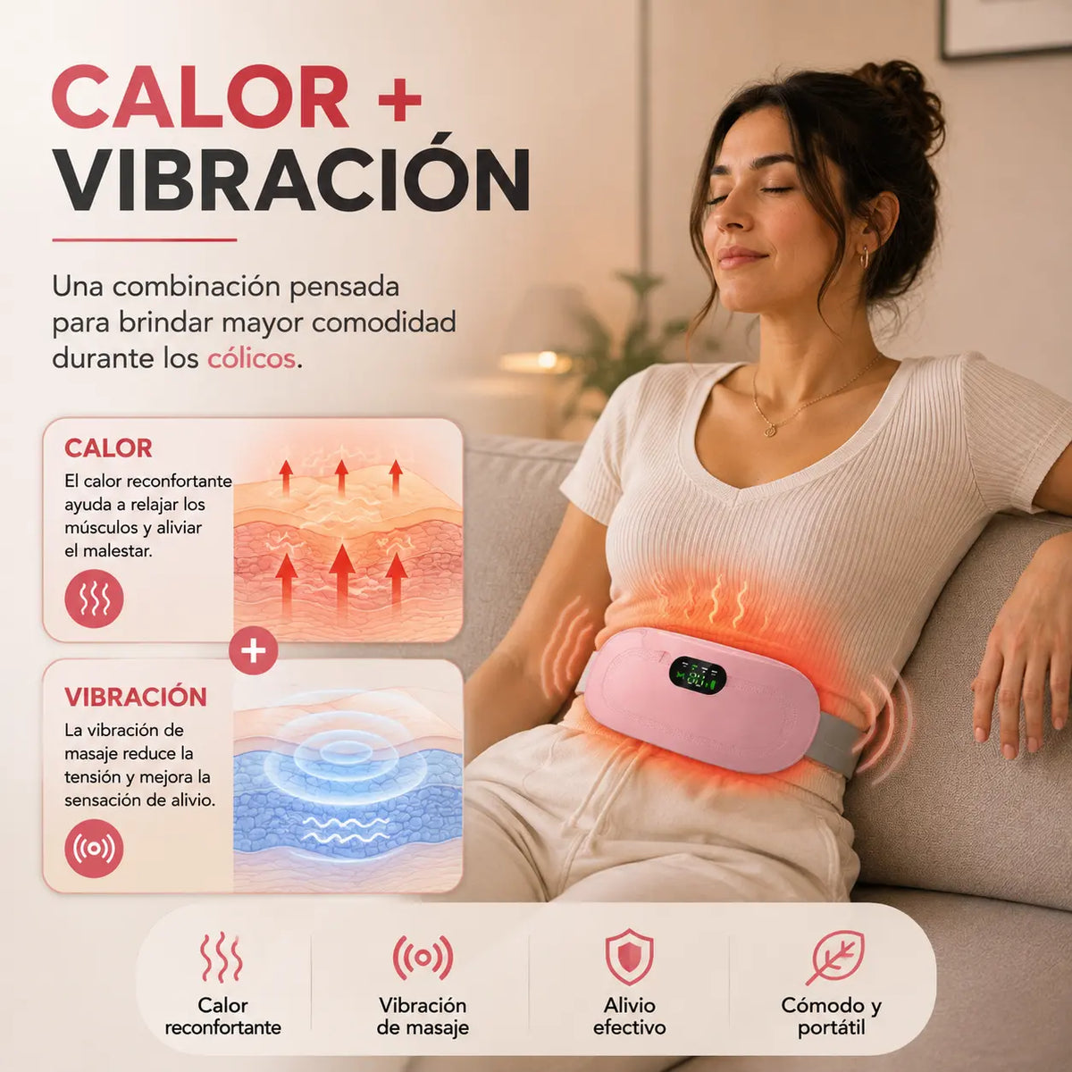 Cinturón Masajeador Térmico para Cólicos